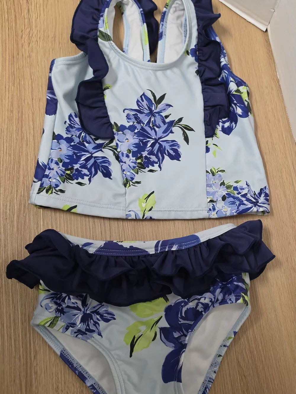 Lil Cactus Toddler Girls Tankini Swimsuit Set 2T Blue Floral Purple Rose Ruffle